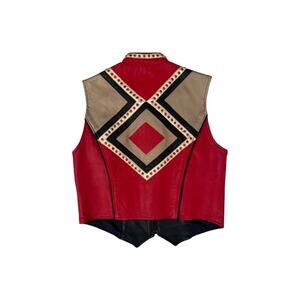 Vintage “On The Rail” Clothing Company Leather Western Show Vest